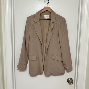 STOOSH | Women's Taupe Lightweight Relaxed‎ Fit Textured Cotton Blazer, Size S